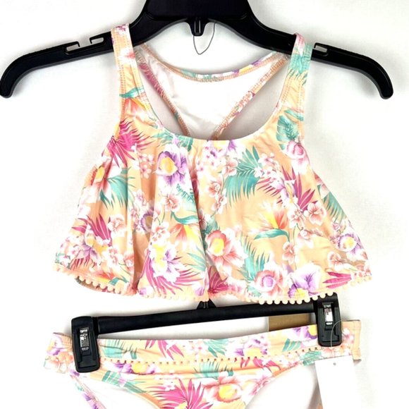 Hobie Girl’s Two Piece Floral Bikini Swimsuit Set Size 16